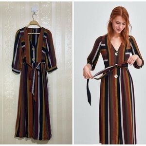 Trf by ZARA Multi-Color Belted Dress 🎨